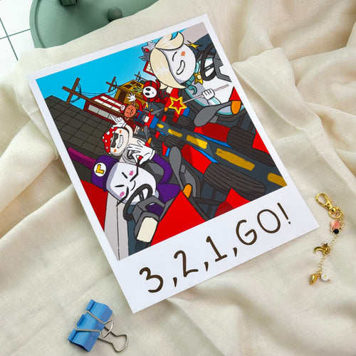 3,2,1 GO! Mario Kart Large Art Print