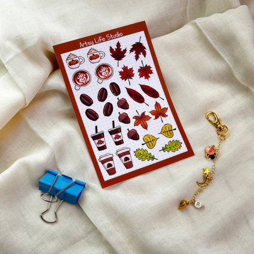 Autumn & Coffee Waterproof Sticker Sheet